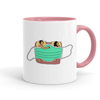Couple in bed, Mug colored pink, ceramic, 330ml
