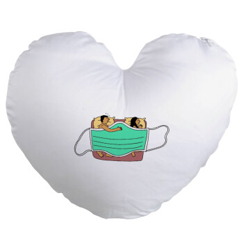 Couple in bed, Μαξιλάρι καναπέ καρδιά 40x40cm περιέχεται το  γέμισμα