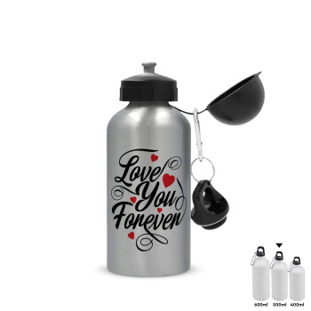 Love you forever, Metallic water jug, Silver, aluminum 500ml