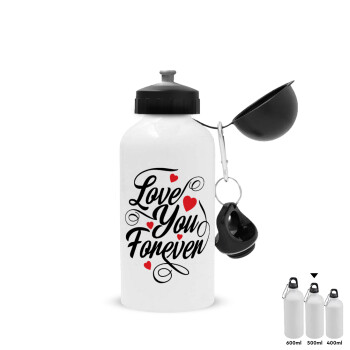 Love you forever, Metal water bottle, White, aluminum 500ml