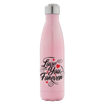 Love you forever, Metal mug thermos Pink Iridiscent (Stainless steel), double wall, 500ml