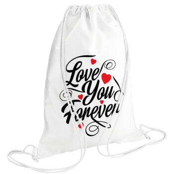 Love you forever, Τσάντα πλάτης πουγκί GYMBAG λευκή (28x40cm)