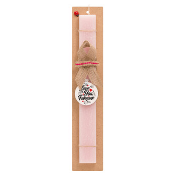 Love you forever, Easter Set, wooden keychain & scented flat Easter candle (30cm) (PINK)