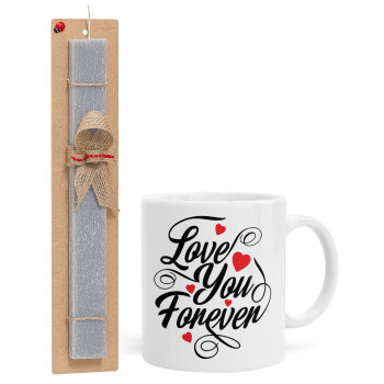 Love you forever, Easter Set, Ceramic Cup (330ml) & Easter aromatic flat candle (30cm) (GRAY)