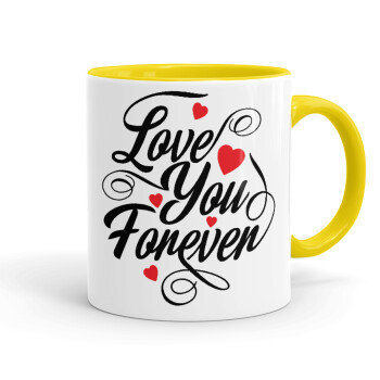 Love you forever, Mug colored yellow, ceramic, 330ml