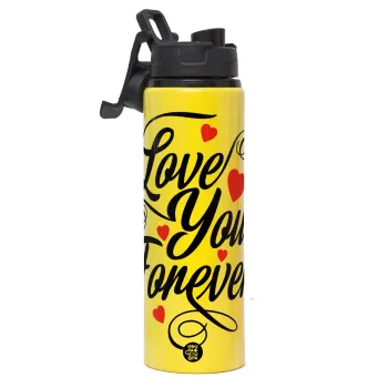 Love you forever, Μεταλλικό παγούρι νερού με καπάκι ασφαλείας, αλουμινίου 850ml