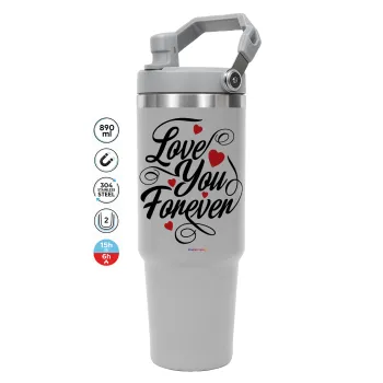 Love you forever, GREY color, 890ml (30oz) stainless Steel Tumbler with Handle