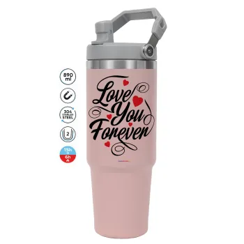 Love you forever, Pink color, 890ml (30oz) stainless Steel Tumbler with Handle