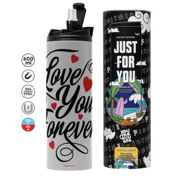 Love you forever, Tumbler stainless steel GREY 600ml
