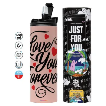 Love you forever, Tumbler stainless steel PINK 600ml