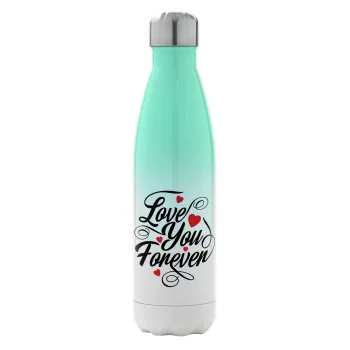 Love you forever, Metal mug thermos Green/White (Stainless steel), double wall, 500ml