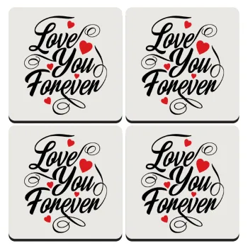 Love you forever, ΣΕΤ 4 Σουβέρ ξύλινα τετράγωνα (9cm)