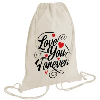 Love you forever, Τσάντα πλάτης πουγκί GYMBAG natural (28x40cm)