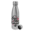 Metallic water bottle, stainless steel, 750ml