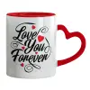 Mug heart red handle, ceramic, 330ml