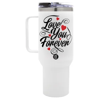 Love you forever, Mega Tumbler με καπάκι, διπλού τοιχώματος (θερμό) 1,2L