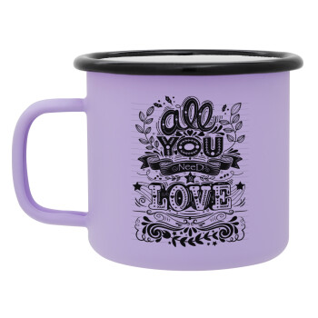 All you need is love, Κούπα Μεταλλική εμαγιέ ΜΑΤ Light Pastel Purple 360ml
