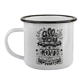 All you need is love, Κούπα εμαγιέ με μαύρο χείλος 360ml