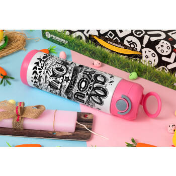 All you need is love, Πασχαλινή Λαμπάδα με Παιδικό παγούρι θερμό, ανοξείδωτο, με καλαμάκι ασφαλείας, ΡΟΖ (500ml)