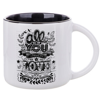 All you need is love, Κούπα κεραμική 400ml Λευκή/Μαύρη