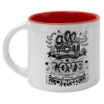 All you need is love, Κούπα κεραμική 400ml Λευκή/Κόκκινη