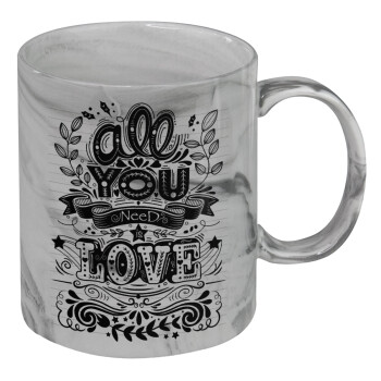 All you need is love, Mug ceramic marble style, 330ml
