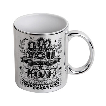 All you need is love, Κούπα κεραμική, ασημένια καθρέπτης, 330ml