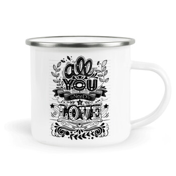 All you need is love, Κούπα Μεταλλική εμαγιέ λευκη 360ml