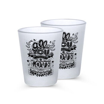 All you need is love, Σφηνοπότηρα γυάλινα 45ml του πάγου (2 τεμάχια)