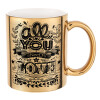 Mug ceramic, gold mirror, 330ml