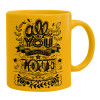 Ceramic coffee mug yellow, 330ml
