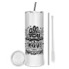Tumbler ποτήρι θερμό από ανοξείδωτο ατσάλι 600ml, με μεταλλικό καλαμάκι & βούρτσα καθαρισμού