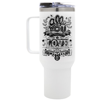 All you need is love, Mega Tumbler με καπάκι, διπλού τοιχώματος (θερμό) 1,2L