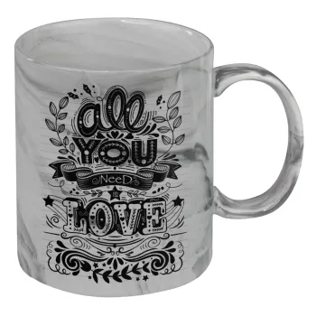 All you need is love, Κούπα κεραμική, marble style (μάρμαρο), 330ml