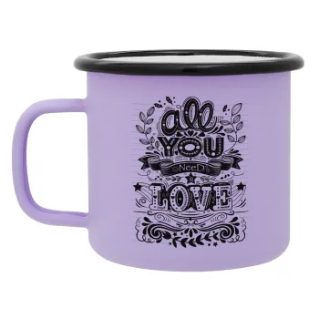 All you need is love, Κούπα Μεταλλική εμαγιέ ΜΑΤ Light Pastel Purple 360ml