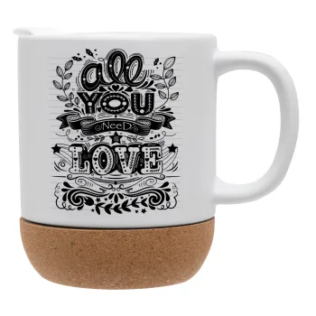 All you need is love, Ceramic coffee mug Cork (MAT), 330ml