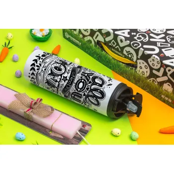 All you need is love, Πασχαλινή Λαμπάδα με Travel Tumbler θερμό με διπλό καπάκι (600ml, BPA free) & κερί αρωματικό πλακέ (30cm) (ΡΟΖ)