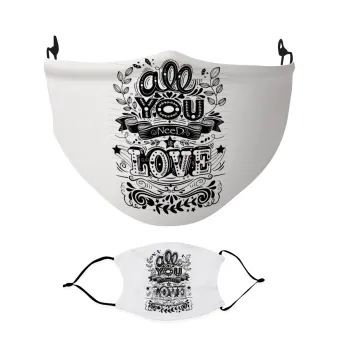 All you need is love, Μάσκα υφασμάτινη Ενηλίκων πολλαπλών στρώσεων με υποδοχή φίλτρου