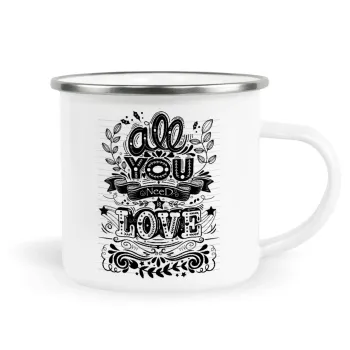 All you need is love, Κούπα Μεταλλική εμαγιέ λευκη 360ml