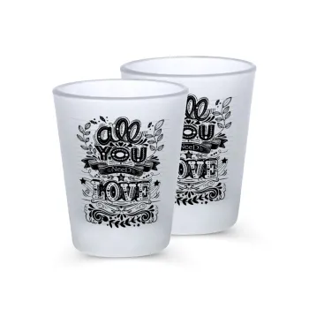 All you need is love, Σφηνοπότηρα γυάλινα 45ml του πάγου (2 τεμάχια)