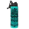 Metallic water bottle with safety lid, 850ml aluminum