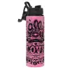 Metallic water bottle with safety lid, 850ml aluminum