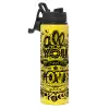 Metallic water bottle with safety lid, 850ml aluminum