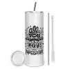 Tumbler stainless steel 600ml, with metal straw & cleaning brush