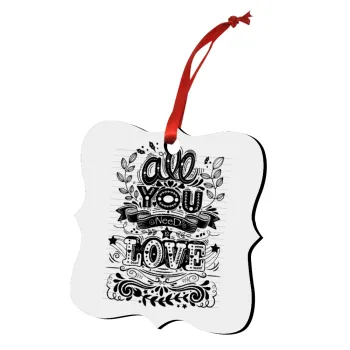 All you need is love, Στολίδι Χριστουγεννιάτικο στολίδι polygon ξύλινο 7.5cm