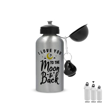 I love you to the moon and back, Metallic water jug, Silver, aluminum 500ml