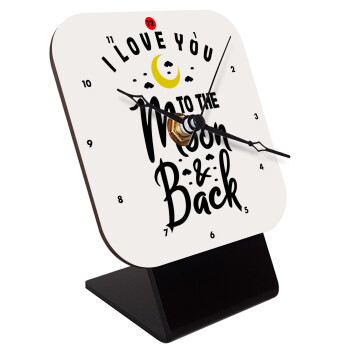 I love you to the moon and back, Επιτραπέζιο ρολόι ξύλινο με δείκτες (10cm)