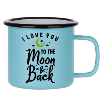 I love you to the moon and back, Κούπα Μεταλλική εμαγιέ ΜΑΤ σιέλ 360ml