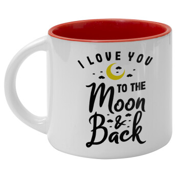 I love you to the moon and back, Κούπα κεραμική 400ml Λευκή/Κόκκινη