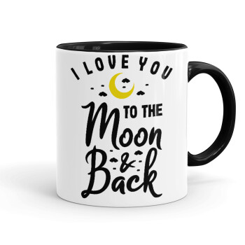 I love you to the moon and back, Mug colored black, ceramic, 330ml